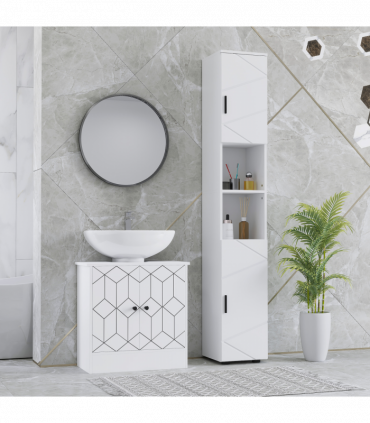kleankin Tall Bathroom Storage Cabinet, Slim Bathroom Cabinet with Soft Close