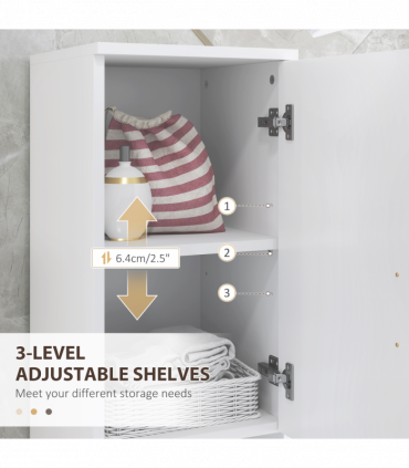 kleankin Tall Bathroom Storage Cabinet, Slim Bathroom Cabinet with Soft Close