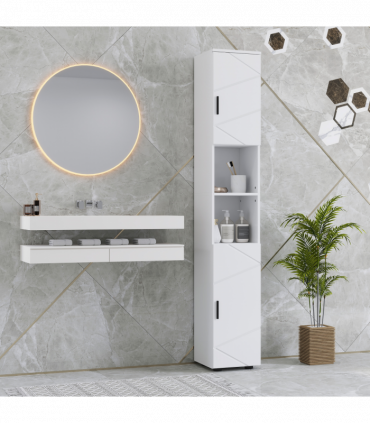 kleankin Tall Bathroom Storage Cabinet, Slim Bathroom Cabinet with Soft Close