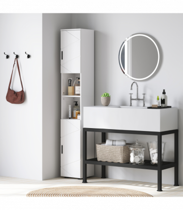 kleankin Tall Bathroom Storage Cabinet, Slim Bathroom Cabinet with Soft Close
