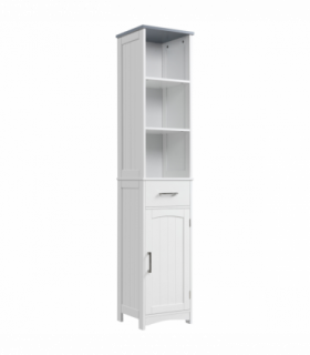 kleankin Tall Bathroom Storage Cabinet, Slim Freestanding Linen Tower, White