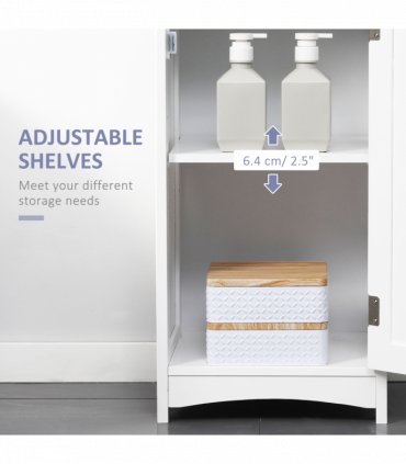 kleankin Tall Bathroom Storage Cabinet, Slim Freestanding Linen Tower, White