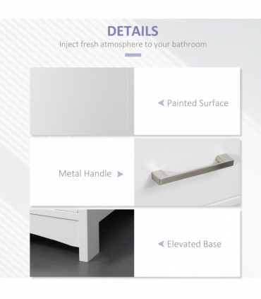 kleankin Tall Bathroom Storage Cabinet, Slim Freestanding Linen Tower, White