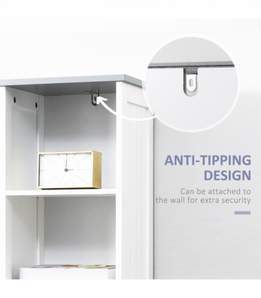 kleankin Tall Bathroom Storage Cabinet, Slim Freestanding Linen Tower, White