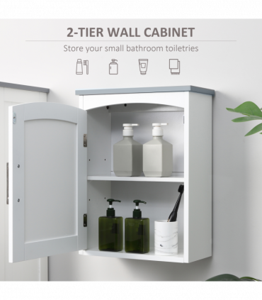 kleankin Wall Mounted Bathroom Cabinet with Adjustable Shelf, Light Grey