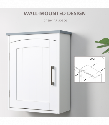 kleankin Wall Mounted Bathroom Cabinet with Adjustable Shelf, Light Grey
