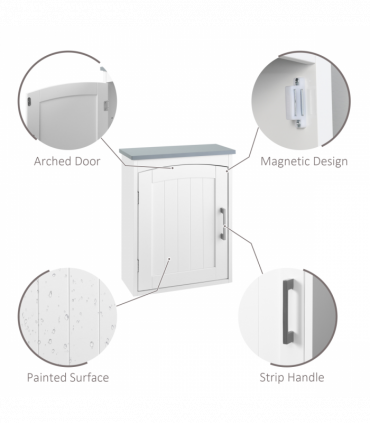 kleankin Wall Mounted Bathroom Cabinet with Adjustable Shelf, Light Grey