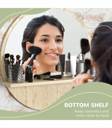 kleankin Wall Mounted Bathroom Mirror Framed Makeup Mirror for Home Decoration