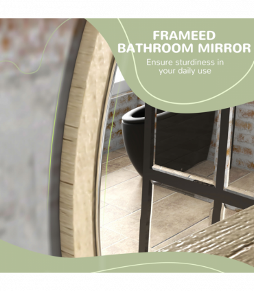 kleankin Wall Mounted Bathroom Mirror Framed Makeup Mirror for Home Decoration