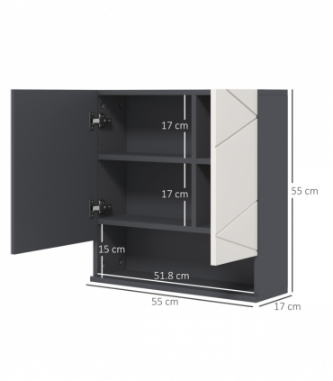 kleankin Wall Mounted Bathroom Storage Cupboard W/ Mirror and Shelf, Light Grey