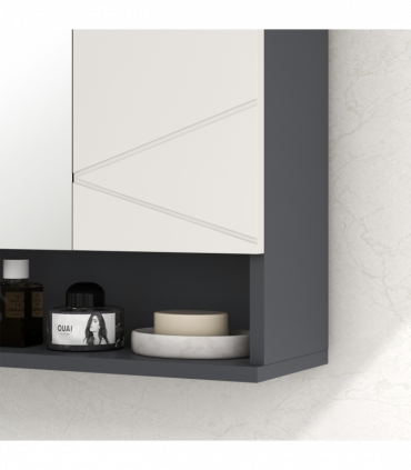 kleankin Wall Mounted Bathroom Storage Cupboard W/ Mirror and Shelf, Light Grey