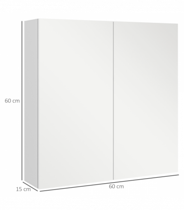 kleankin Wall Mounted Bathroom Storage Cupboard W/ Mirror and Shelf, White