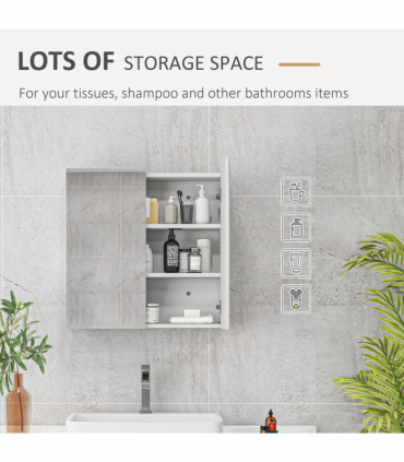 kleankin Wall Mounted Bathroom Storage Cupboard W/ Mirror and Shelf, White