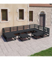 vidaXL 10 Piece Garden Lounge Set Black Solid Pinewood