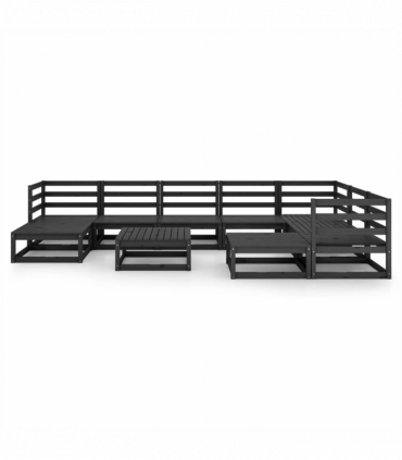 vidaXL 10 Piece Garden Lounge Set Black Solid Pinewood
