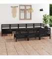 vidaXL 10 Piece Garden Lounge Set Black Solid Wood Pine