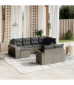 vidaXL 10 Piece Garden Sofa Set with Cushions Grey Poly Rattan