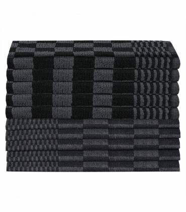 vidaXL 10 Piece Towel Set Black and Grey Cotton