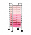 vidaXL 10-Drawer Mobile Storage Trolley Ombre Pink Plastic