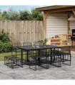vidaXL 11 Piece Garden Dining Set Black Poly Rattan