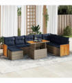 vidaXL 11 Piece Garden Sofa Set with Cushions Grey Poly Rattan Acacia