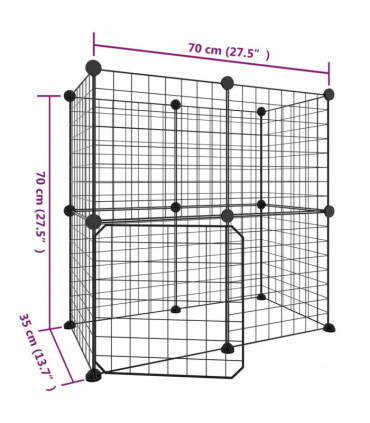 vidaXL 12-Panel Pet Cage with Door Black 35x35 cm Steel