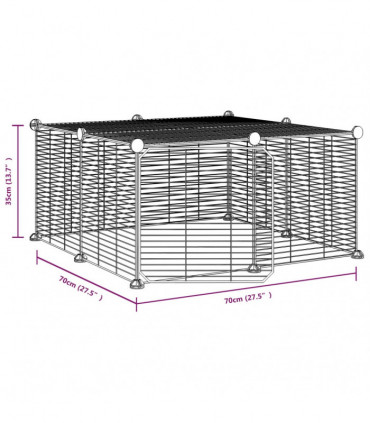 vidaXL 12-Panel Pet Cage with Door Black 35x35 cm Steel