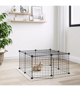 vidaXL 12-Panel Pet Cage with Door Black 35x35 cm Steel