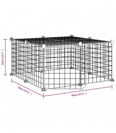 vidaXL 12-Panel Pet Cage with Door Black 35x35 cm Steel