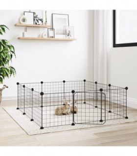 vidaXL 12-Panel Pet Cage with Door Black 35x35 cm Steel