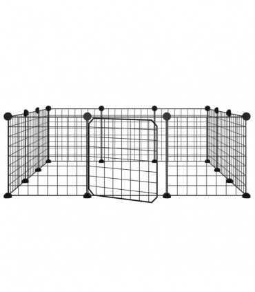 vidaXL 12-Panel Pet Cage with Door Black 35x35 cm Steel