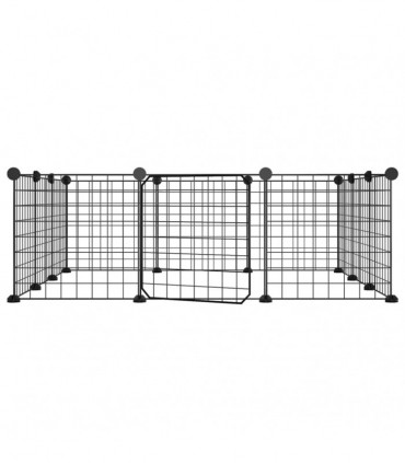 vidaXL 12-Panel Pet Cage with Door Black 35x35 cm Steel