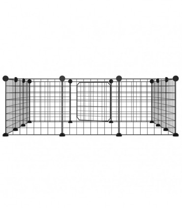 vidaXL 12-Panel Pet Cage with Door Black 35x35 cm Steel