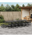 vidaXL 17 Piece Garden Dining Set Black Poly Rattan