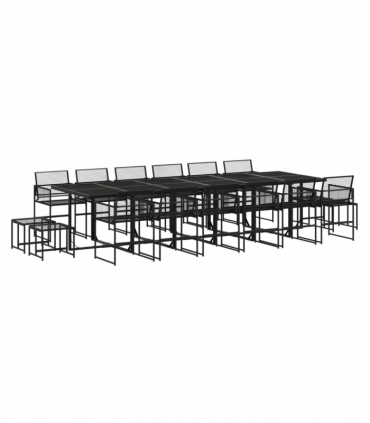vidaXL 17 Piece Garden Dining Set Black Poly Rattan