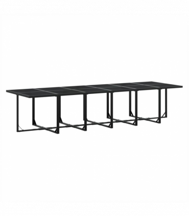 vidaXL 17 Piece Garden Dining Set Black Poly Rattan