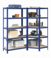 vidaXL 2 Piece 5-Layer Shelves Set Blue Steel&Engineered Wood