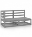 vidaXL 2 Piece Garden Lounge Set Grey Solid Pinewood