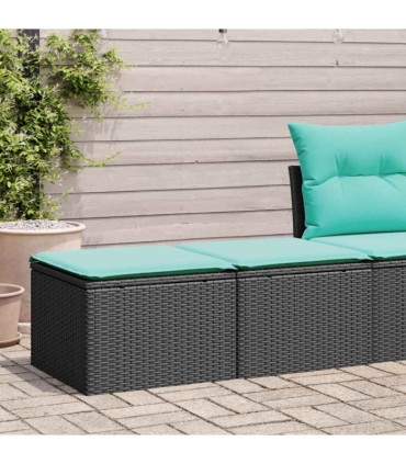 vidaXL 2 Piece Garden Sofa Set with Cushions Black Poly Rattan Acacia