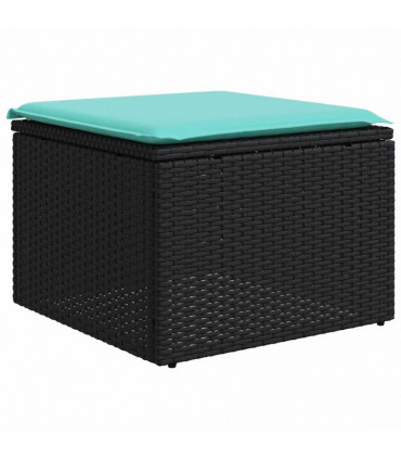 vidaXL 2 Piece Garden Sofa Set with Cushions Black Poly Rattan Acacia