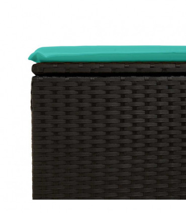 vidaXL 2 Piece Garden Sofa Set with Cushions Black Poly Rattan Acacia