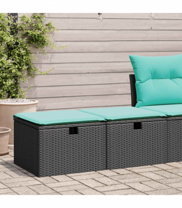 vidaXL 2 Piece Garden Sofa Set with Cushions Black Poly Rattan Acacia