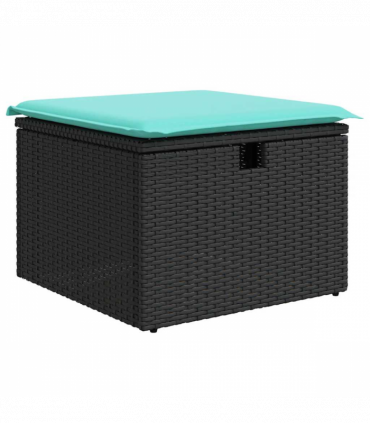 vidaXL 2 Piece Garden Sofa Set with Cushions Black Poly Rattan Acacia