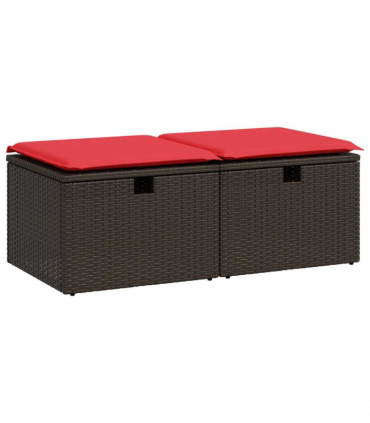 vidaXL 2 Piece Garden Sofa Set with Cushions Brown Poly Rattan Acacia