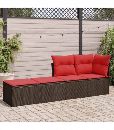vidaXL 2 Piece Garden Sofa Set with Cushions Brown Poly Rattan Acacia
