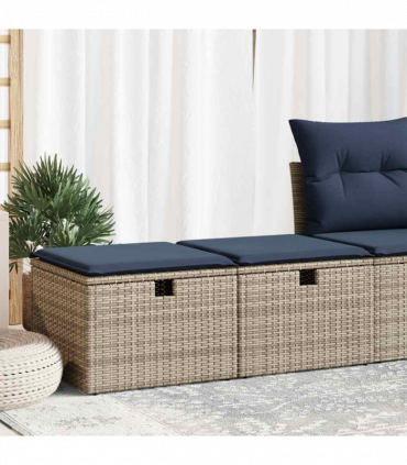 vidaXL 2 Piece Garden Sofa Set with Cushions Grey Poly Rattan Acacia