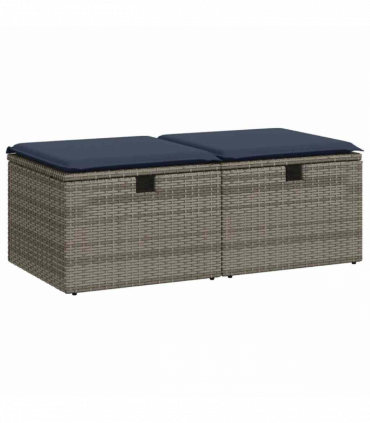 vidaXL 2 Piece Garden Sofa Set with Cushions Grey Poly Rattan Acacia