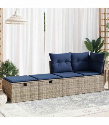 vidaXL 2 Piece Garden Sofa Set with Cushions Grey Poly Rattan Acacia