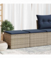 vidaXL 2 Piece Garden Sofa Set with Cushions Grey Poly Rattan Acacia