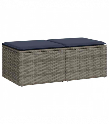 vidaXL 2 Piece Garden Sofa Set with Cushions Grey Poly Rattan Acacia